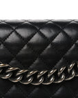 Lambskin Quilted Large Boy Flap Black