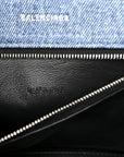 Nappa Denim Printed Hourglass Top Handle Bag Small Denim Blue