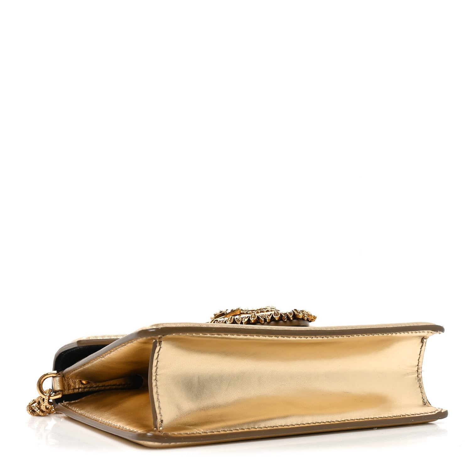 Metallic Nappa Small Devotion Envelope Top Handle Bag Gold