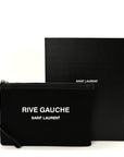 Linen Canvas Rive Gauche Zipped Pouch Black