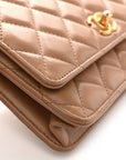 Calfskin Quilted Perfect Fit Wallet On Chain WOC Beige