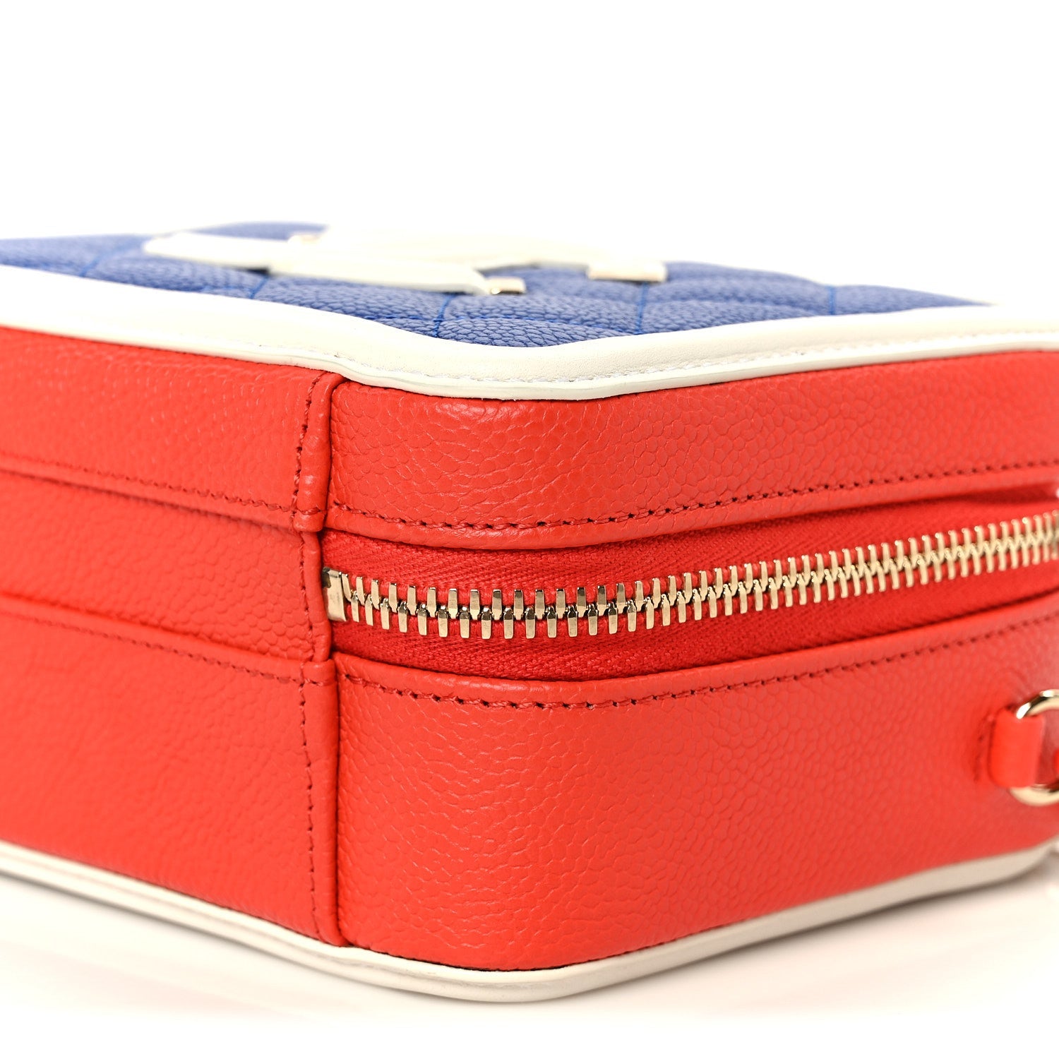 Caviar Quilted Small CC Filigree Vanity Case Blue White Red
