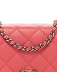 Lambskin Quilted Wallet On Chain WOC Pink