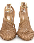 Mesh Nappa Chunky Chain Sandals 39.5 Beige Pony