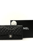 Caviar Quilted Medium Double Flap Black