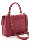 Lambskin Quilted Small Trendy CC Flap Dual Handle Bag Dark Pink