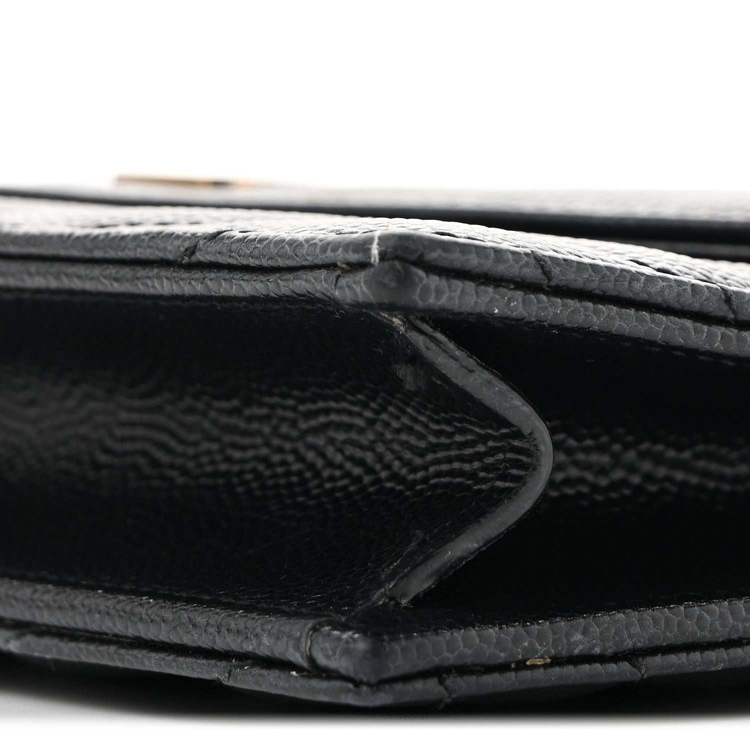 Grain De Poudre Matelasse Chevron Monogram Envelope Chain Wallet Black