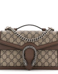 GG Supreme Monogram Textured Dollar Calfskin Top Handle Dionysus Shoulder Bag Beige Ebony New Acero