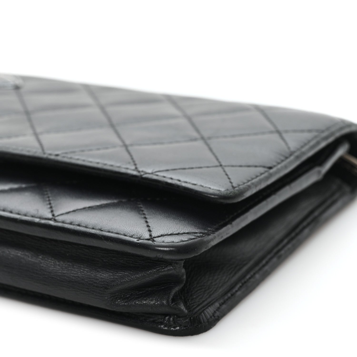 Calfskin Quilted Cambon Wallet on Chain WOC Black