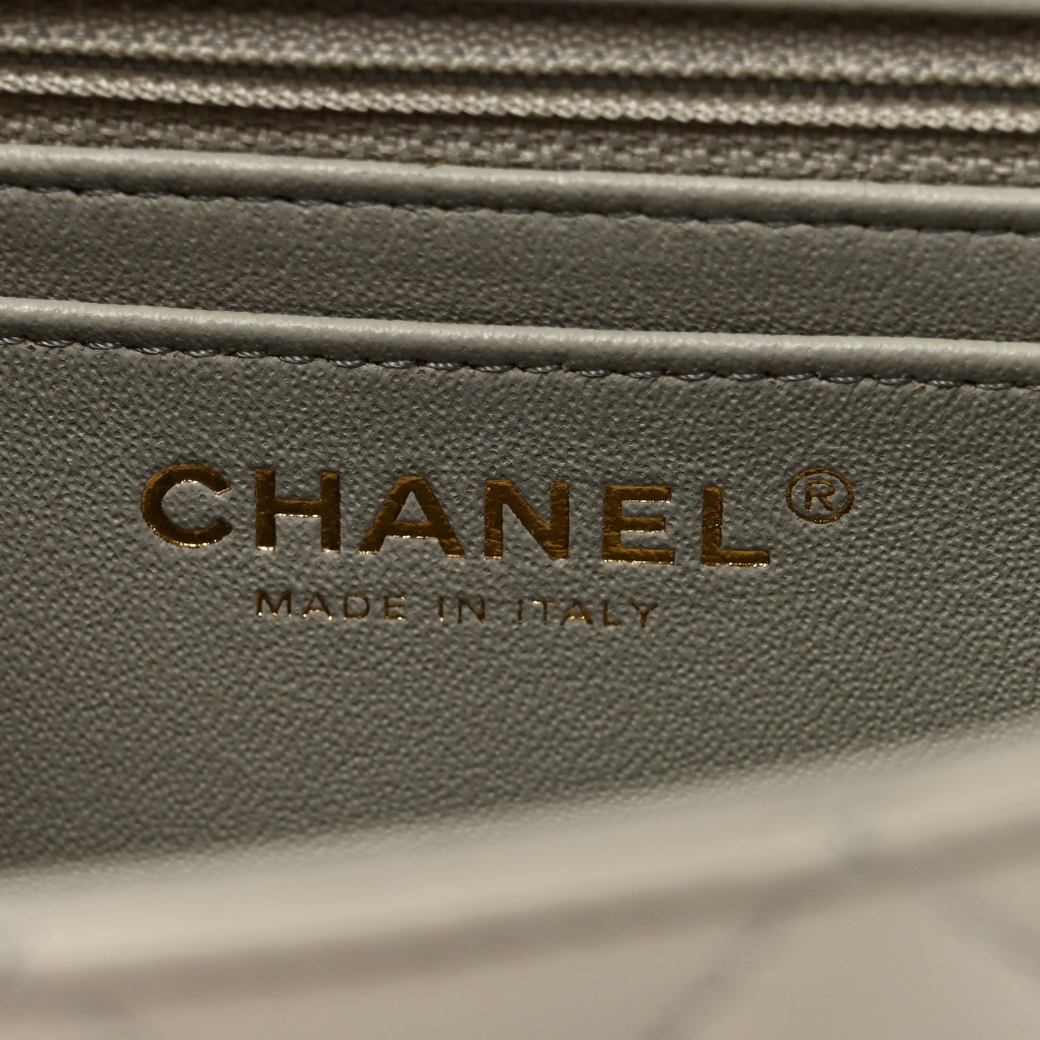 Lambskin Quilted Mini Rectangular Flap Grey