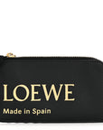 Calfskin Logo Coin Card Holder Black