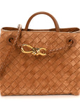 Suede Intrecciato Small Andiamo Shoulder Bag Amber
