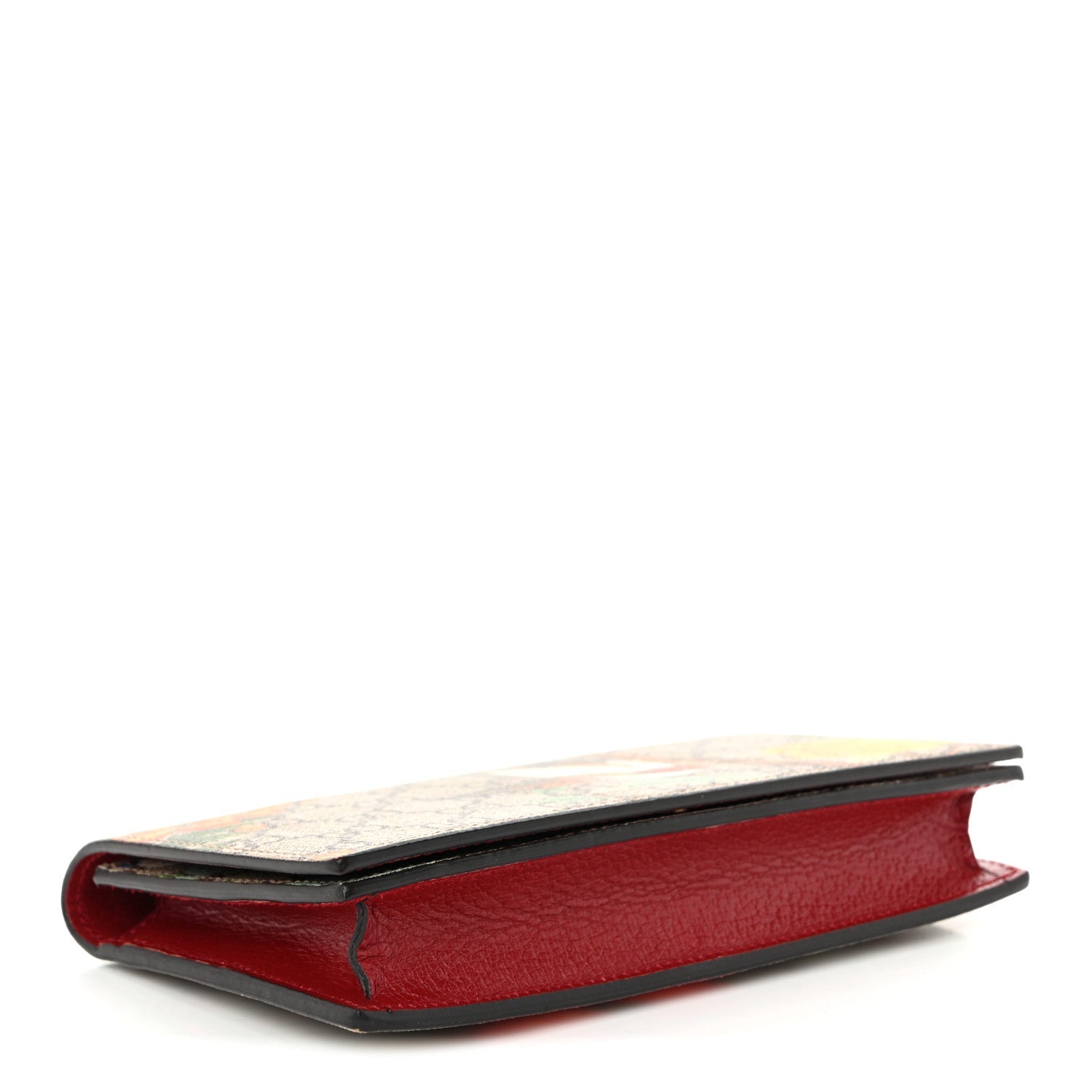 GG Supreme Monogram Tian Chain Wallet Beige Multicolor Red