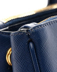 Saffiano Lux Medium Galleria Double Zip Tote Bluette