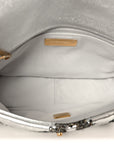 Metallic Calfskin Crochet Medium CHNL 19 Flap Silver