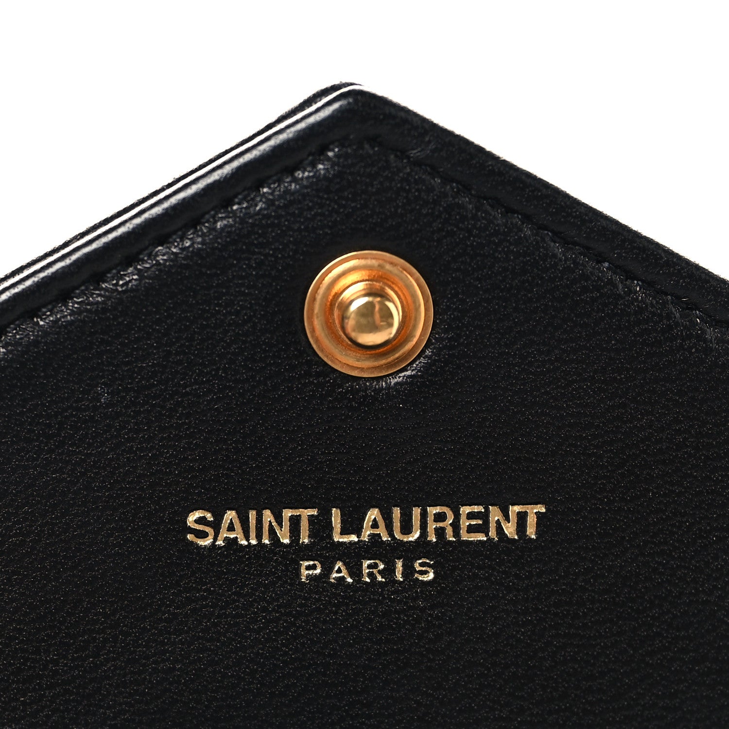 Calfskin Matelasse Chevron Monogram Envelope Chain Wallet Black