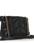 Lambskin Quilted Toy Loulou Puffer Monogram Chain Satchel Black