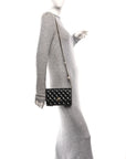 Shiny Lambskin Quilted CC Pearl Wallet on Chain WOC Black