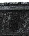 Crinkled Calfskin Matelasse Monogram Medium Niki Chain Satchel Black