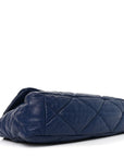 Goatskin Quilted Maxi CHNL 19 Flap Navy Blue