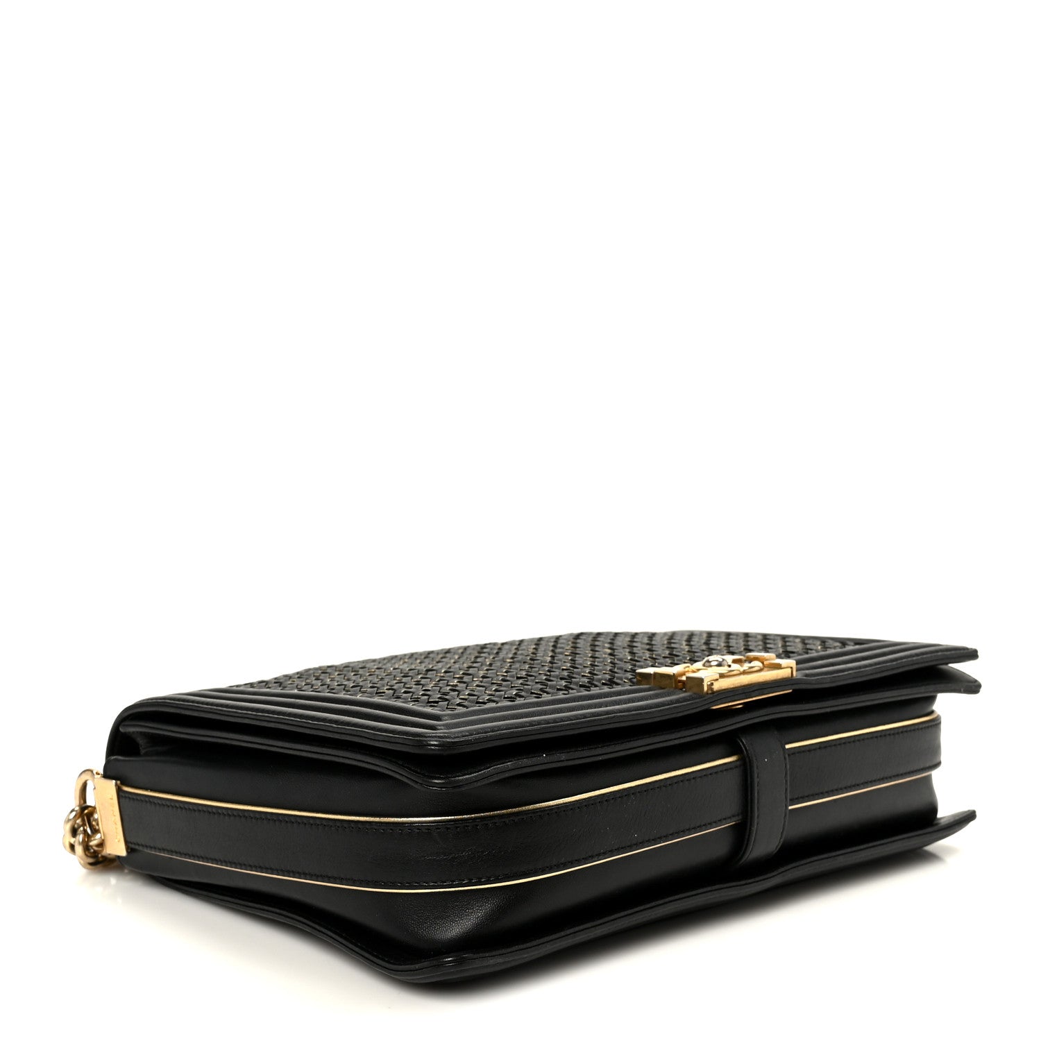 Braided Sheepskin Large Boy Reverso Flap Black