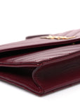 Calfskin Matelasse Chevron Monogram Envelope Chain Wallet Rouge Merlot