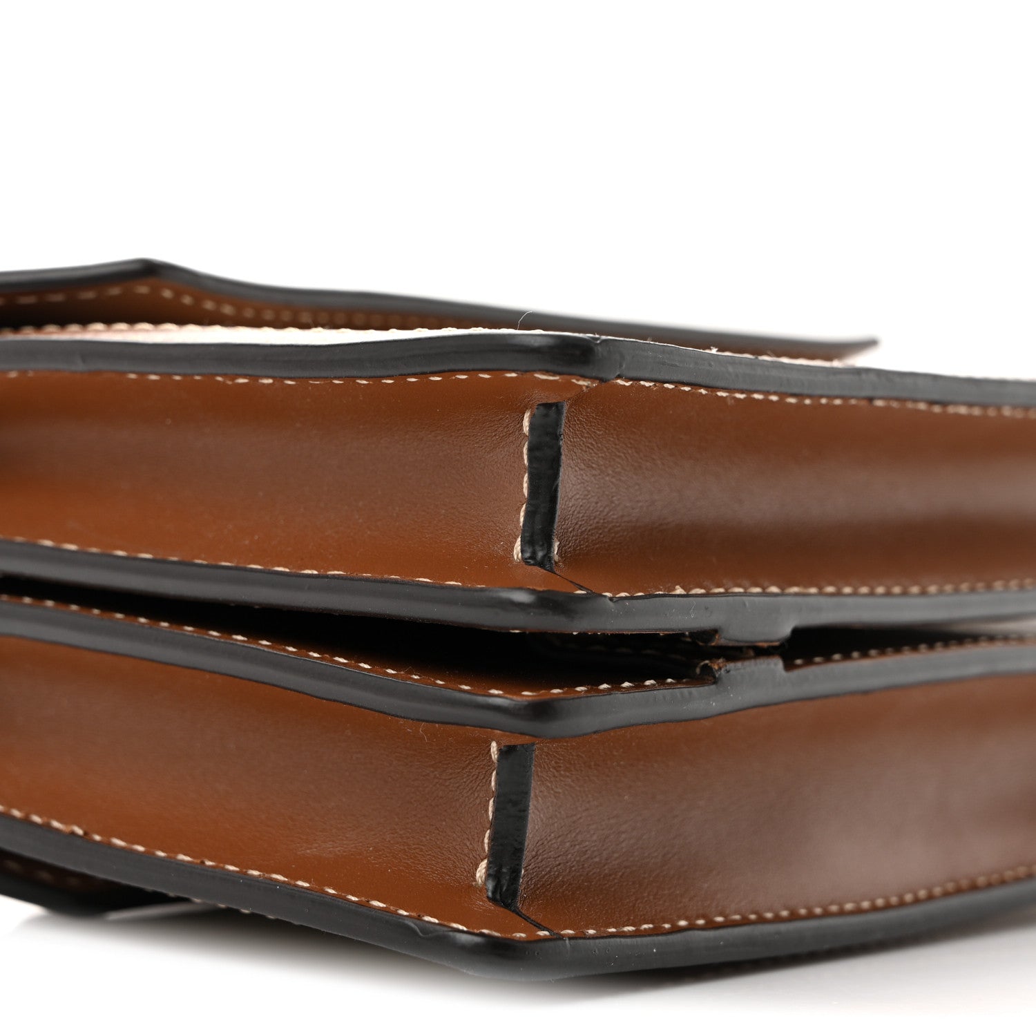 Smooth Calfskin Canvas Horseferry Print Mini Title Bag with Pocket Natural Malt Brown