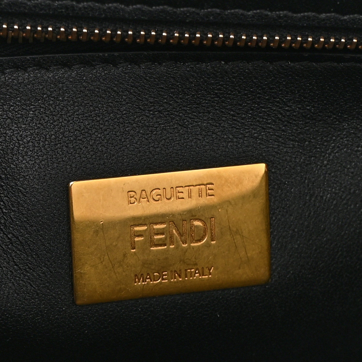 Nappa Small FF Embossed Mid Chain Baguette Black