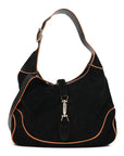 Nubuck Medium New Jackie Shoulder Bag Black Orange