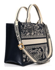 Calfskin D1ORiviera Toile De Jouy Small Book Tote With Strap Blue Multicolor