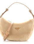 Shearling Arque Shoulder Bag Ecru Noisette