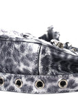 Metallic Agneau Arena Leopard Le Cagole Shoulder Bag XS Dark Grey