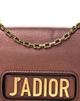 Metallic Calfskin J'AD1OR Chain Flap Bag Noisette