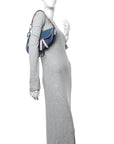 Patent Denim Jeans Saddle Bag Blue Pink