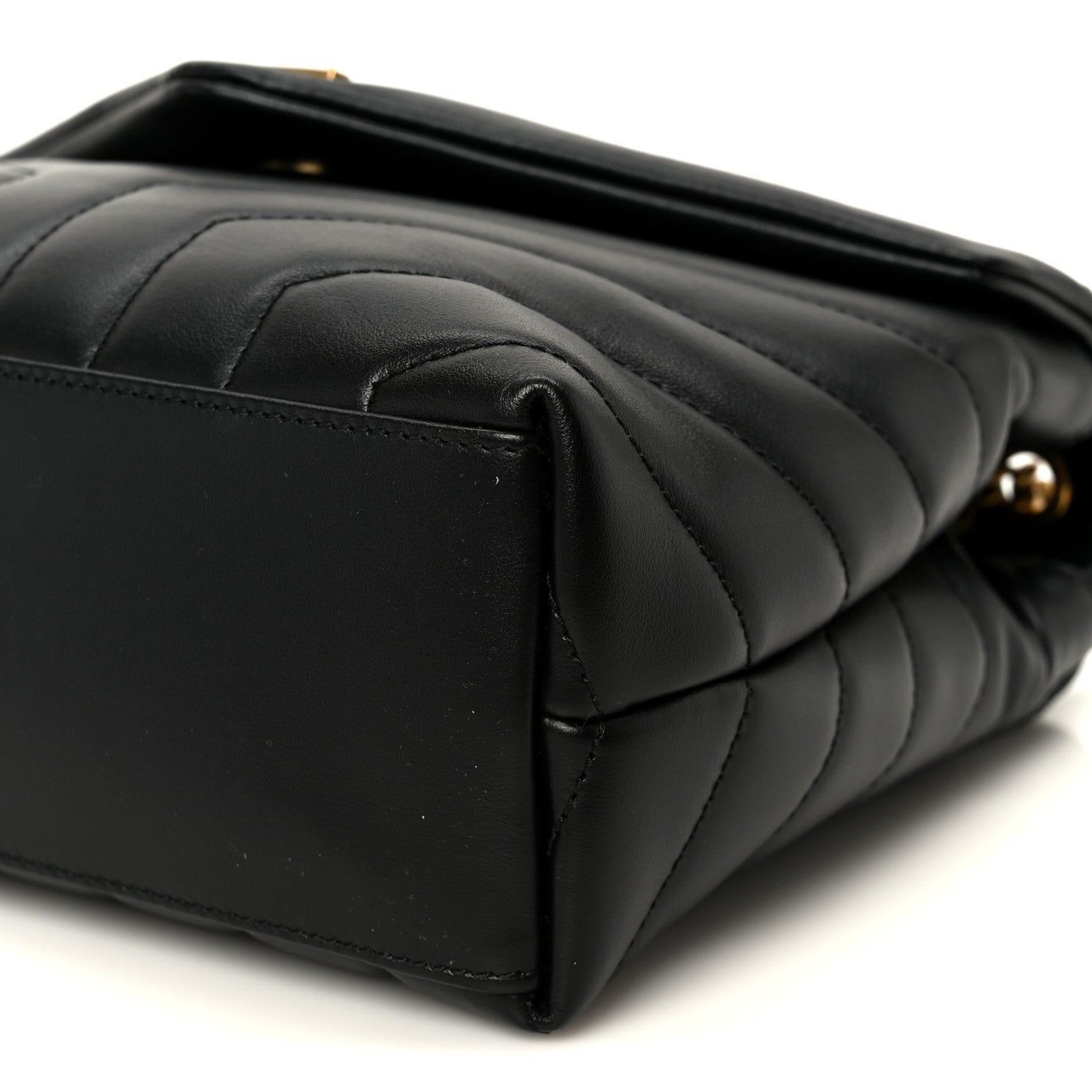 Calfskin Y Quilted Monogram Small Loulou Chain Satchel Black