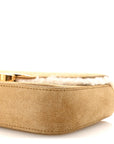 Suede Shearling Triomphe Chain Shoulder Bag Beige
