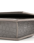 Calfskin Crocodile Embossed Kate Monogram Tassel Chain Wallet Fog