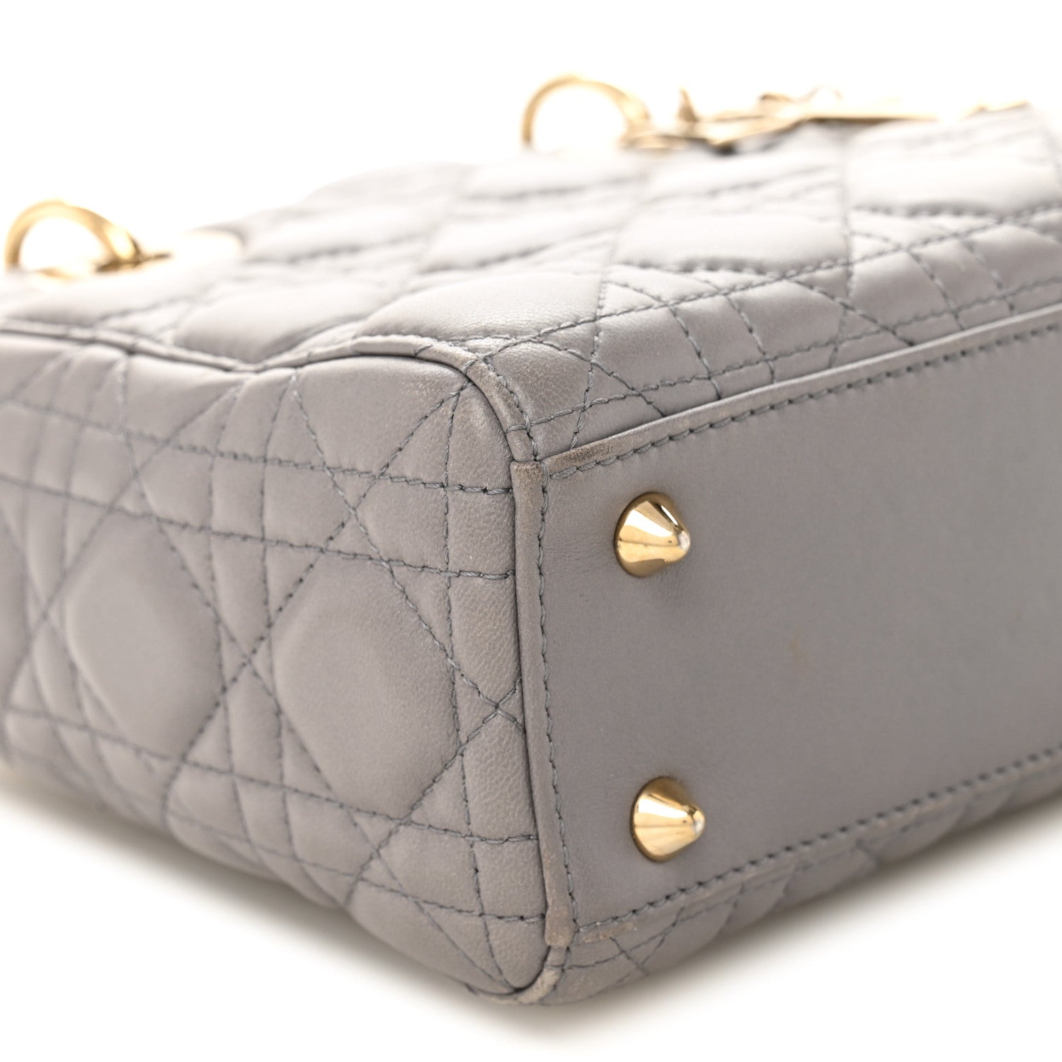 Lambskin Cannage Small Lucky Badges My Lady D1OR Grey