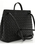 Nappa Intrecciato Medium Andiamo Shoulder Bag Black