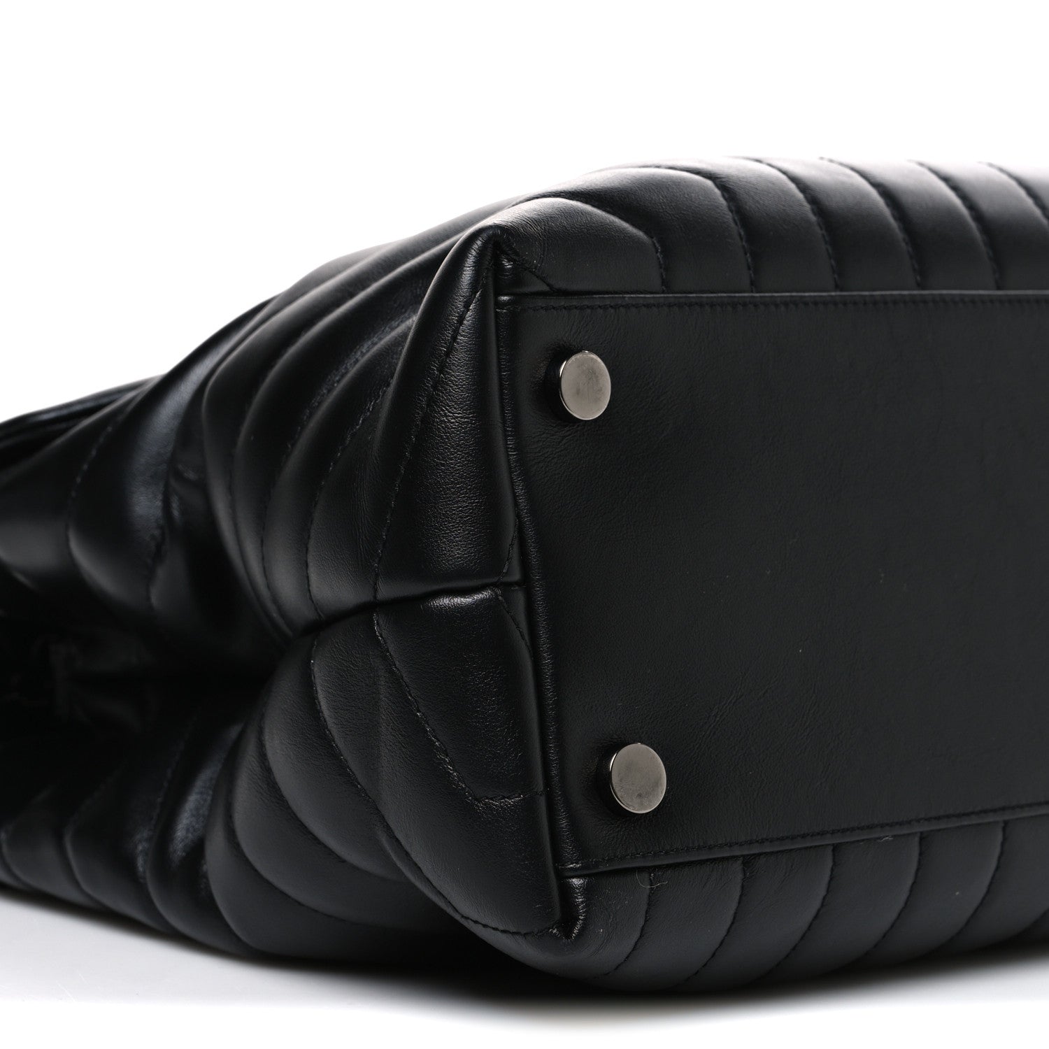 Calfskin Y Quilted Monogram Monochrome Large Loulou Chain Satchel Black