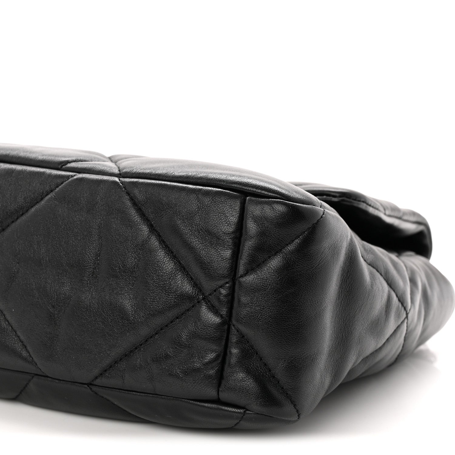 Goatskin Quilted Large CHNL 19 Flap Black