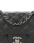 Iridescent Caviar Quilted Mini Rectangular Flap Black