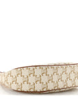 Canvas Calfskin Ava Triomphe Shoulder Bag White