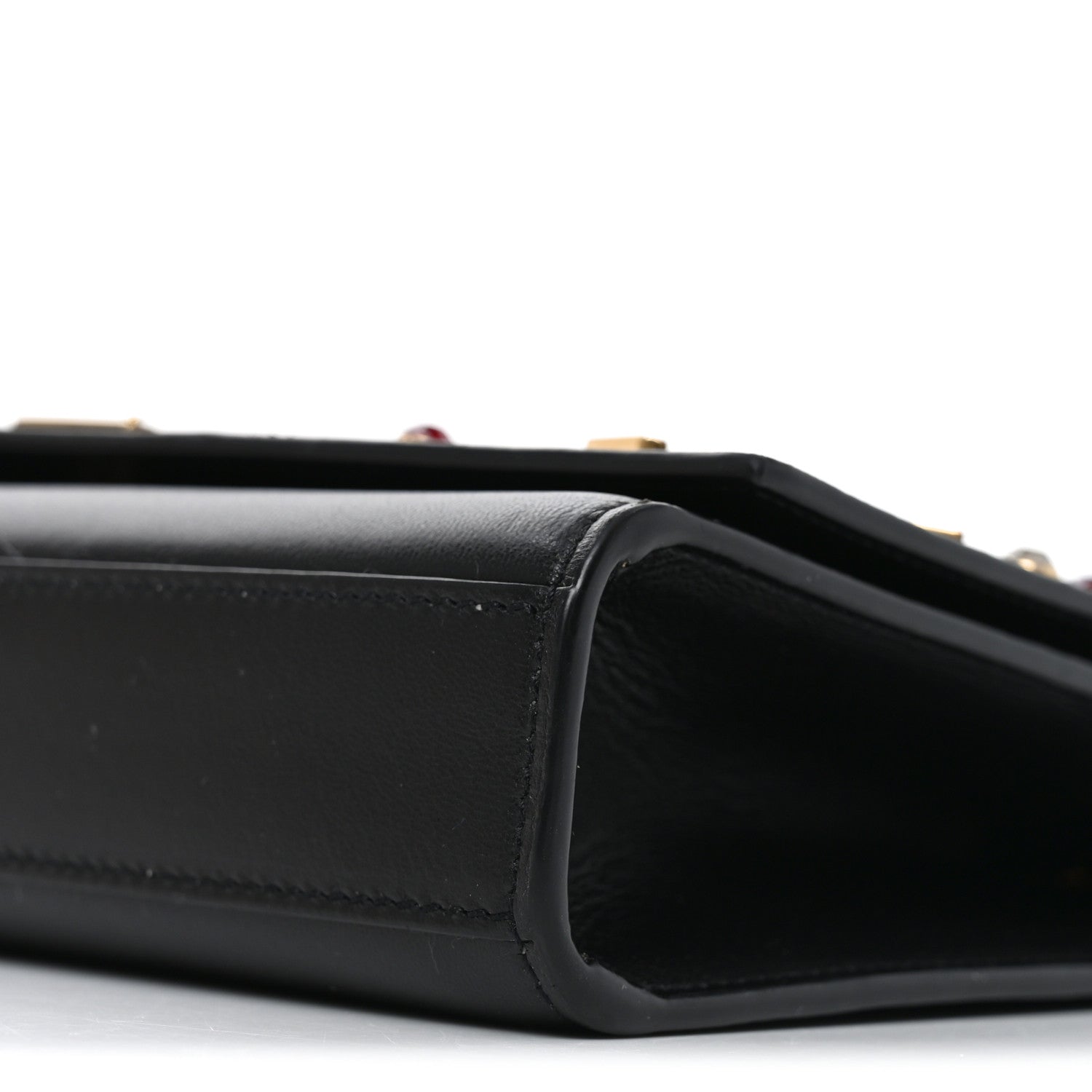 Calfskin Crystal Medium Monogram Kate Satchel Black