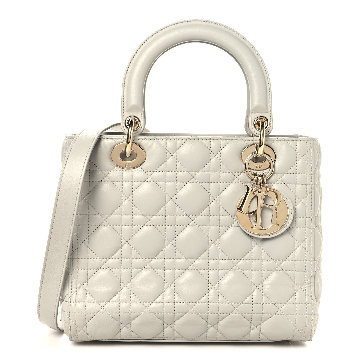 Lambskin Cannage Medium Lady D1OR Grey