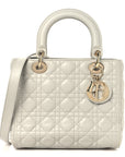 Lambskin Cannage Medium Lady D1OR Grey