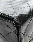 Shiny Crumpled Calfskin Quilted Small CHNL 25 Handbag Black