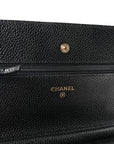 Caviar Quilted Wallet on Chain WOC Black