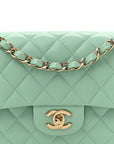 Caviar Quilted Small Double Flap Light Green