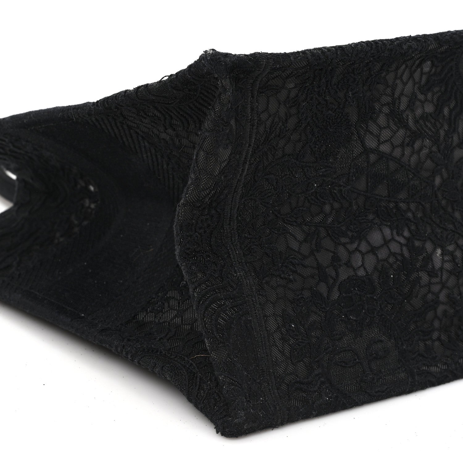 Canvas Embroidered Mesh Macrame Medium Toile de Jouy Soleil Book Tote Black